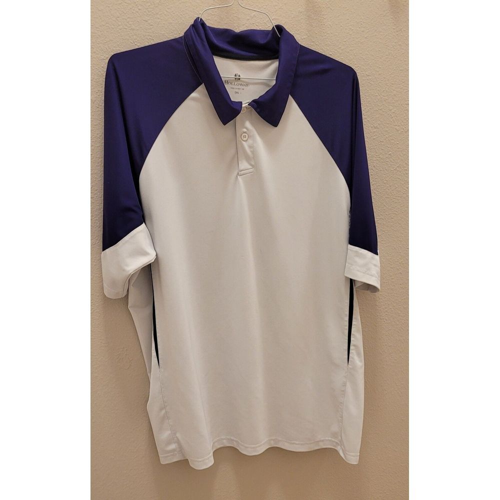 Holloway polo short sleeve mens shirt 2XL white with‎ blue accents